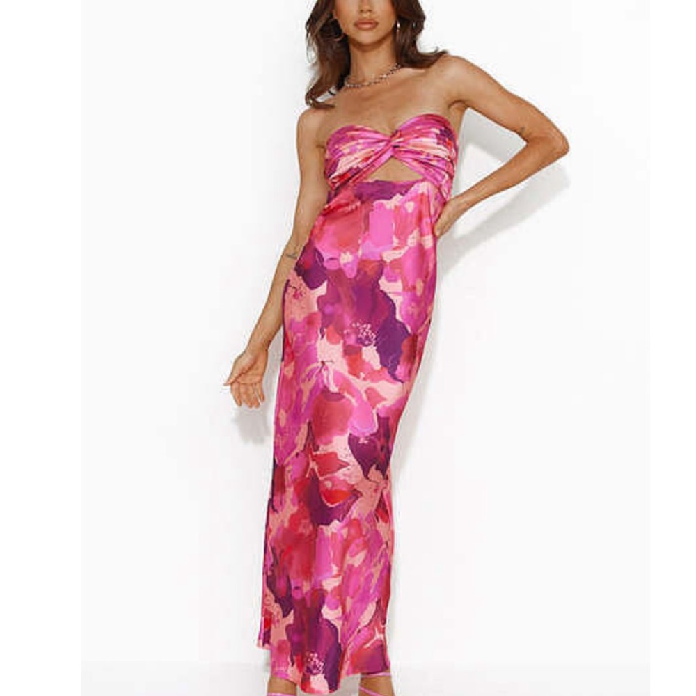 Vibrant Pink Strapless Maxi Dress